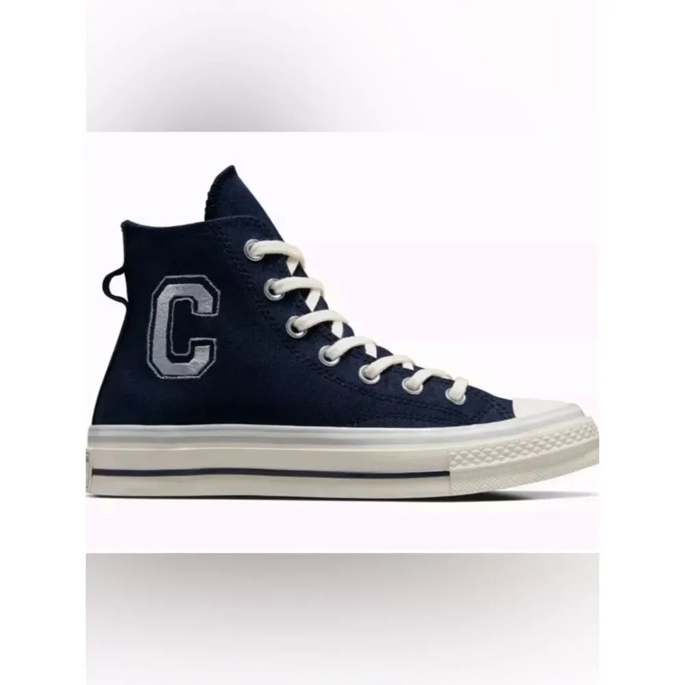 Converse Women's Chuck 70 High top 'Letterman - Obsidian' sneakers in Navy - Picture 3 of 16